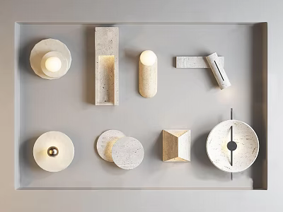 Modern Minimalist Wall Lamps With Stone Textured Various Different Shapes Design 3d model