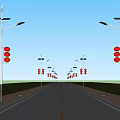 Outdoor Street Lights With Solar Panels Wind Energy And Red Lantern Decorations