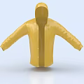 Yellow Hooded Jacket Open Front Design With Buttons On Light Blue Background 3d model