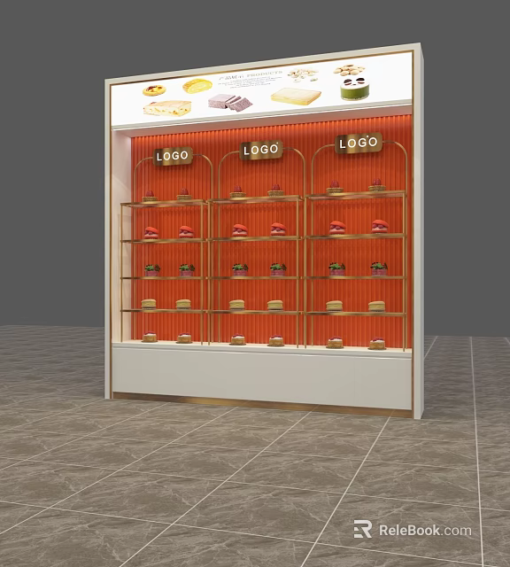 Modern Display Shelves With Multiple Layers Brand Logos And Products 3d model