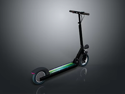 Modern Black Electric Scooter With Colorful Striped Deck Two Wheels And Sleek Design 3d model