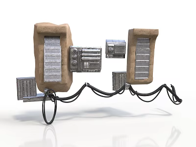 Mechanical Equipment Components With Metal Frames Cable Connections And Control Panels 3d model