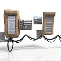 Mechanical Equipment Components With Metal Frames Cable Connections And Control Panels