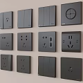 Black Electrical Switch Panels With Various Sockets USB Ports And Modern Styles