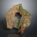 Realistic Rock Cave Landscape Structure With Green Vegetation And Open Hollow