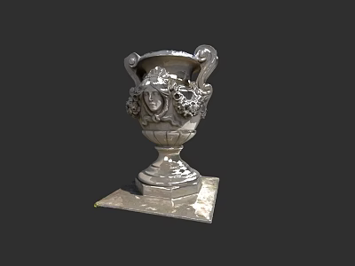 Decorative Ceramic Vase With Intricate Carved Patterns And Two Handles On Square Base 3d model