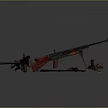 Military Weapons Display Featuring Machine Gun Rifle With Bipod Stand And Magazine