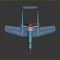 Colorful Blue Spaceplane Model With Pink Propellers Green Windows And Patterned Design