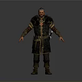 Viking Warrior 3D Character Model With Fur Trimmed Armor Leather Belt And Sword
