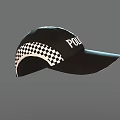 Black Police Hat With POLICE Lettering And Checkerboard Side Pattern