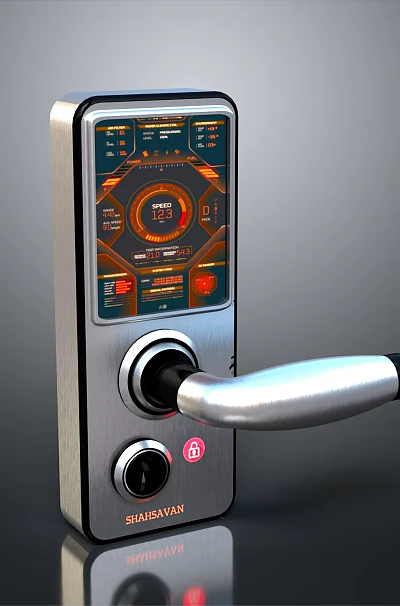 Smart Digital Door Lock With Electronic Keypad Handle And Security Features 3d model