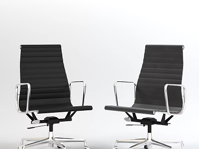 Modern Black Office Chairs With Striped Design Metal Armrests And Swivel Wheels Base 3d model