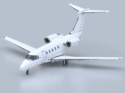 Modern White Small Passenger Jet Airliner Featuring Twin Engines Wing And Tail Design 3d model