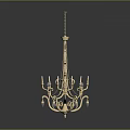 Elegant Golden Chandelier With Multiple Arms And Sparkling Crystal Decorations For Luxury Home