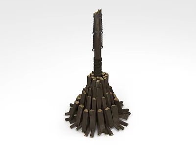 Unique Architectural Component With Wooden Slats Conical Base And Vertical Post 3d model