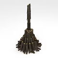 Unique Architectural Component With Wooden Slats Conical Base And Vertical Post