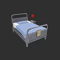 Hospital Ward Interior With Medical Bed Bedside Table And Red Call Button