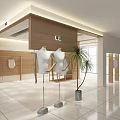 Modern Clothing Store Interior With Wooden Displays Mannequins White Clothes And Green Plants