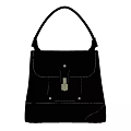 Stylish Black Leather Handbag With Top Handle Flap Closure And Metal Clasp
