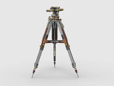 Building Blocks Constructed Tripod Mounted Surveying Instrument with Detailed Structure and Realistic Design 3d model