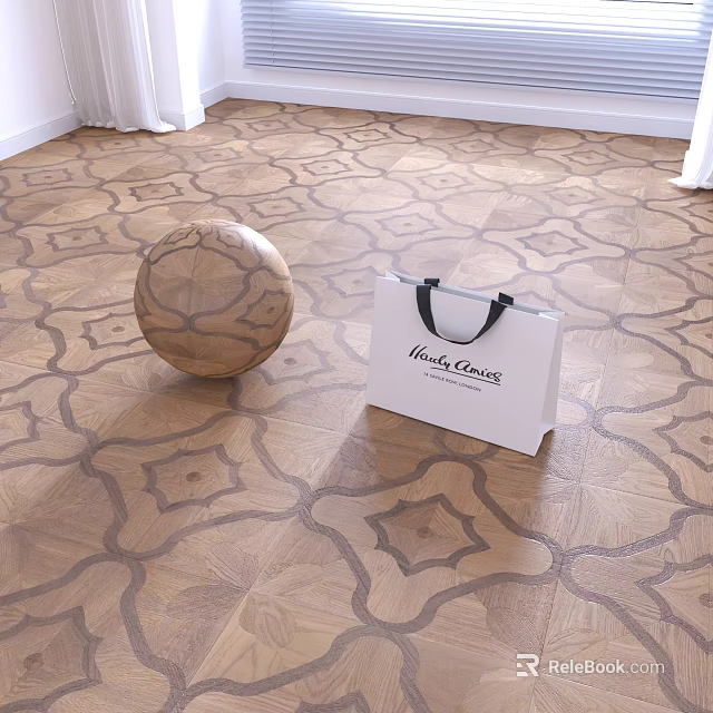 Elegant Wooden Flooring With Intricate Geometric Pattern And Natural Light Brown Tone 3d model 
