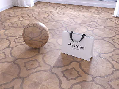 Elegant Wooden Flooring With Intricate Geometric Pattern And Natural Light Brown Tone 3d model