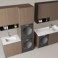Modern Wooden Balcony Cabinet With Washing Machine Sink And Storage