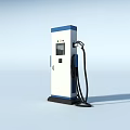Modern Electric Vehicle Charging Station With Blue White Design And Charging Cable