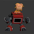 Red Computer Robot With Square Body Black Eyes Gray Arms Red Legs And Yellow Top