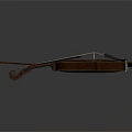 Classical Wooden Violin Musical Instrument with Glossy Surface and Bow on Gray Background