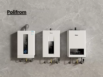 Modern Electric Water Heaters With Digital Display For Home Bathroom Use 3d model