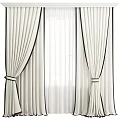 Modern Elegant White Curtains With Black Trim Tiebacks And Sheer Layer