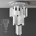Modern Geometric Chandelier With Multiple Hanging Rectangular Marble Panes Design 3d model