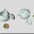 Elegant Light Green Teaset Featuring Teapot With Lid And Small Matching Cups