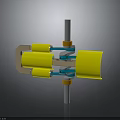 Automotive Parts Featuring Yellow Cylindrical Components Metal Connecting Rods And Mechanical Structure