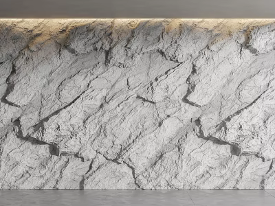 Modern Gray Stone Background Wall Featuring Rough Texture Natural Cracks And Lighting 3d model