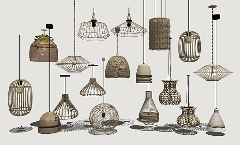 Modern chandelier bamboo chandelier 3d model