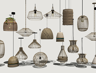 Modern chandelier bamboo chandelier 3d model