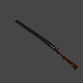 Vintage Decorative Weapon With Engraved Golden Patterns Wooden Stock And Black Barrel