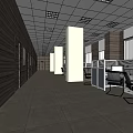 Modern Public Office Space With Open Workstations And Ceiling Lighting Design 3d model