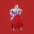 Game Movie Character With Silver Long Hair Red Traditional Dress And Ornamental Headpiece