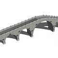 Stone Arch Landscape Bridge With Multiple Arches And Railing Design 3d model