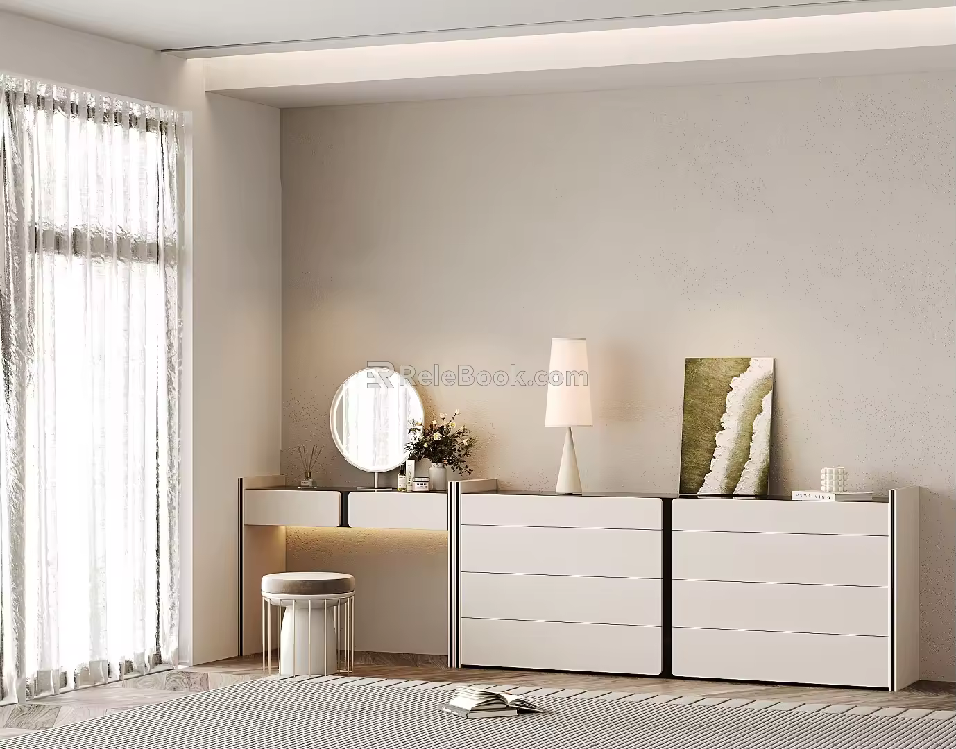 Modern Dressing Table Dressing Table Bucket Cabinet Integrated Combination Cabinet 3d model