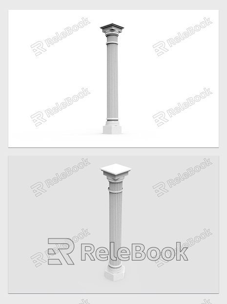 European Roman Column Square Top Groove Column Body Roman Column model