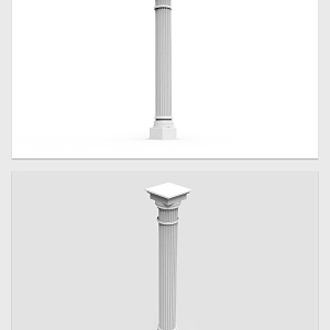 European Roman Column Square Top Groove Column Body Roman Column 3d model