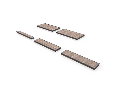 Five Light Brown Household Wooden Strips Featuring Wood Grain In Irregular Arrangement 3d model