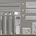 Different Types of Air Conditioners and Fans Including Wall Mounted Floor Standing Units and Vents