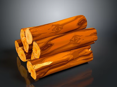 Stacked Natural Wood Logs With Warm Brown Grain And Smooth Surface Reflection 3d model