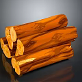 Stacked Natural Wood Logs With Warm Brown Grain And Smooth Surface Reflection
