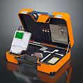 Orange Open Toolkit Case With Digital Display Devices Probes And Cables 3d model
